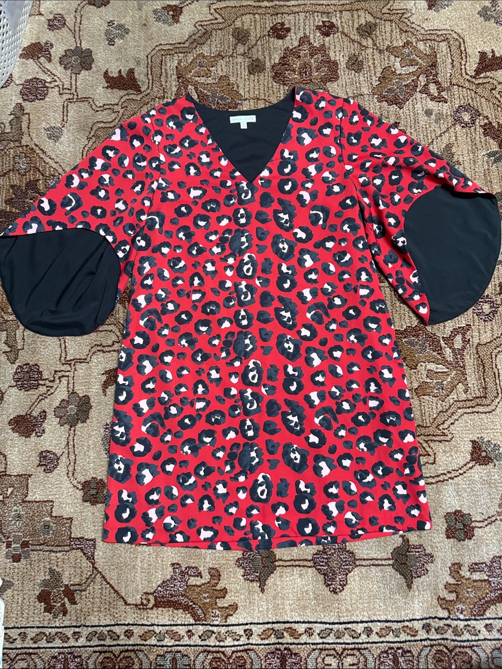 Anna Cate Red Leopard Mini Dress with flutter sleeves Women’s Size small